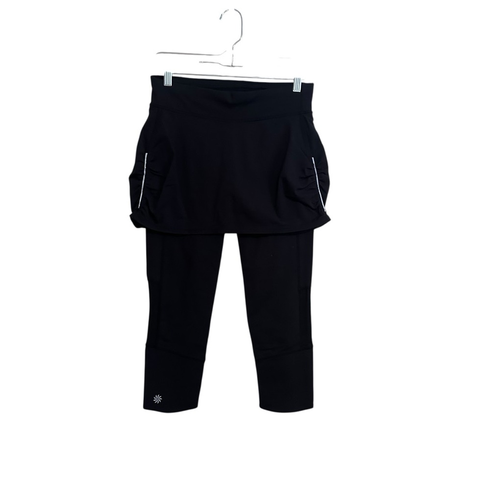 Athleta Womens High Rise Chaturanga 2 in 1 Skirt Capri Leggings Size Small Black